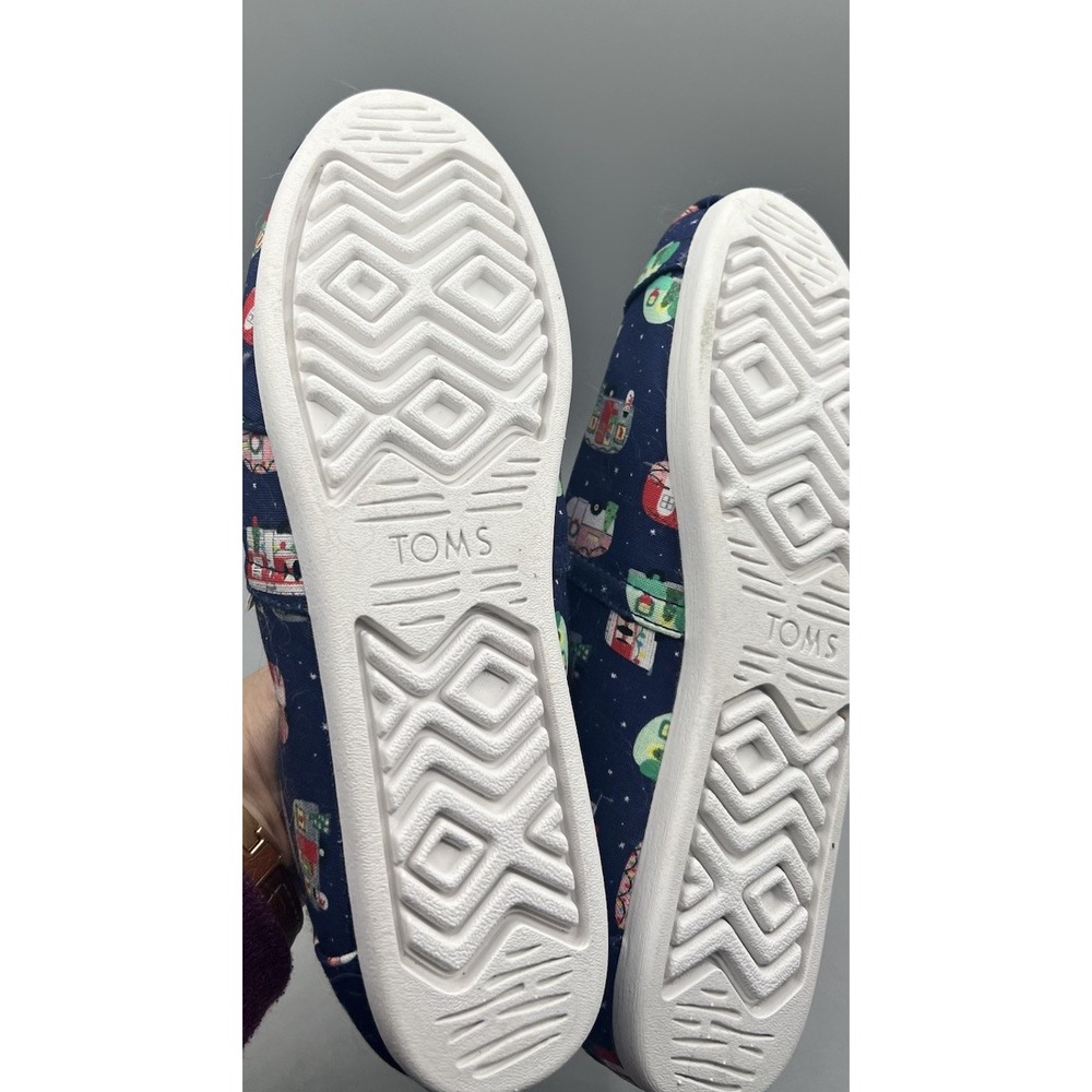 Toms X Paper Source Alparhata Blue Holiday Camper Faux Fur Slip-On Flats 7.5 NEW - Picture 7 of 7